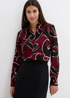 bonprix Bekleidung·Jacken & Mäntel|Blusen & Tuniken|Bluse bedruckt kastanienrot/schwarz bedruckt