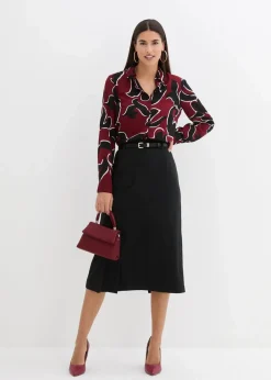 bonprix Bekleidung·Jacken & Mäntel|Blusen & Tuniken|Bluse bedruckt kastanienrot/schwarz bedruckt