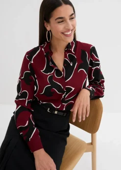 bonprix Bekleidung·Jacken & Mäntel|Blusen & Tuniken|Bluse bedruckt kastanienrot/schwarz bedruckt