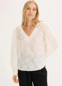 Bluse mit floralem Strukturmuster|bonprix Discount