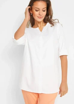 Bluse mit Leinen, 3/4 Arm|bonprix Clearance
