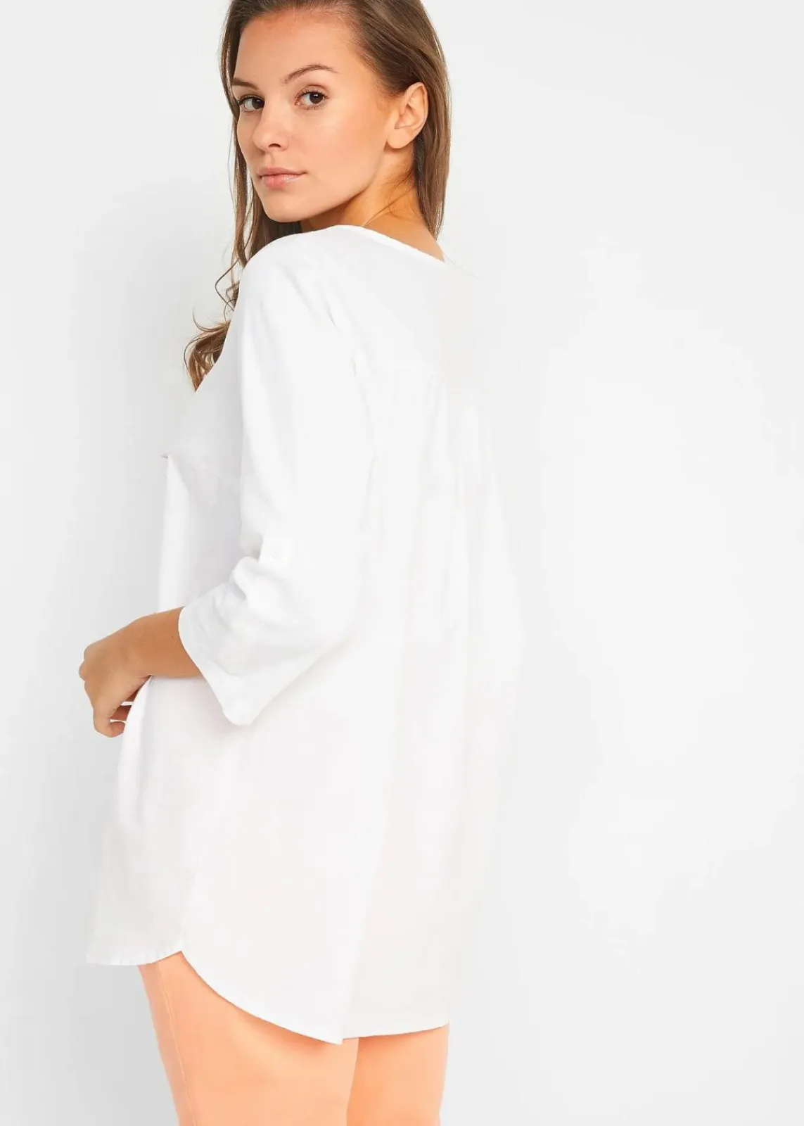 Bluse mit Leinen, 3/4 Arm|bonprix Clearance
