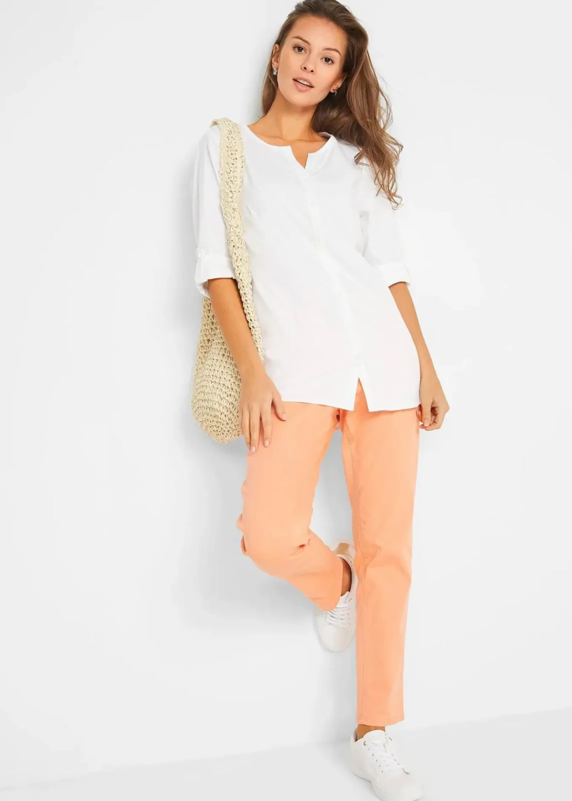 Bluse mit Leinen, 3/4 Arm|bonprix Clearance