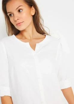 Bluse mit Leinen, 3/4 Arm|bonprix Clearance