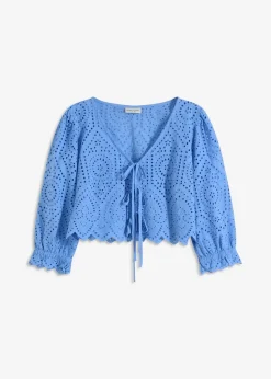 Bluse mit Lochstickerei und Puffärmeln|bonprix Discount