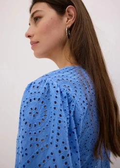 Bluse mit Lochstickerei und Puffärmeln|bonprix Discount