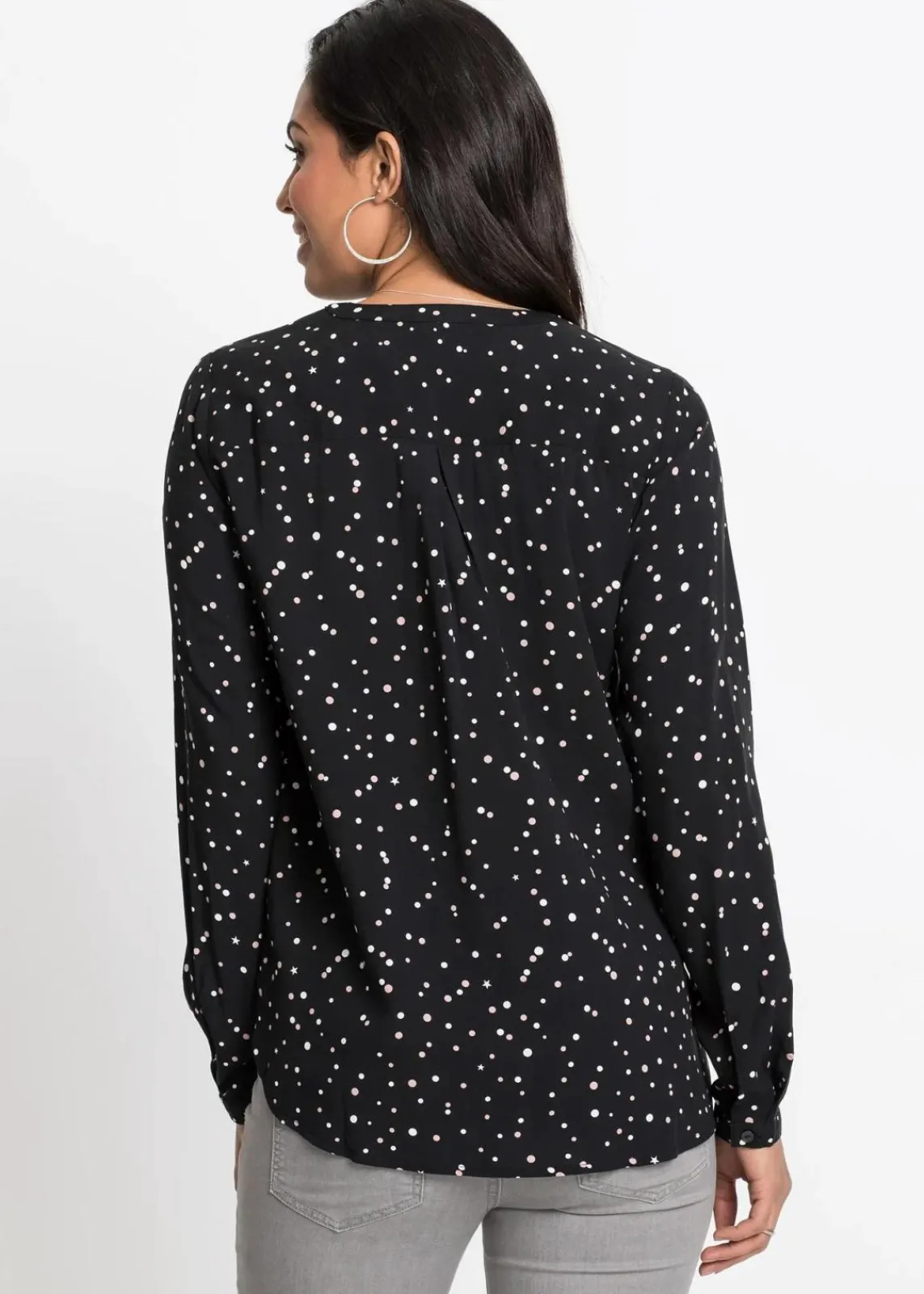 bonprix Bekleidung·Jacken & Mäntel|Blusen & Tuniken|Bluse mit Pünktchen schwarz gepunktet