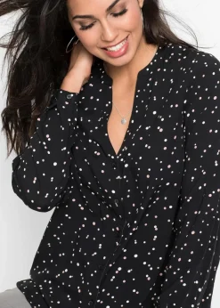 bonprix Bekleidung·Jacken & Mäntel|Blusen & Tuniken|Bluse mit Pünktchen schwarz gepunktet