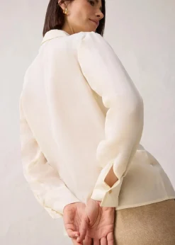 bonprix Bekleidung·Jacken & Mäntel|Premium|Bluse mit Seide naturbeige