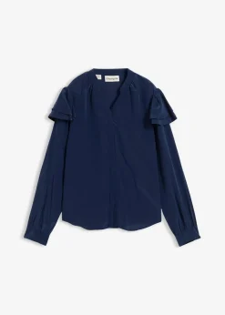 bonprix Bekleidung·Jacken & Mäntel|Blusen & Tuniken|Bluse mit Seidenanteil dunkelblau