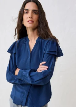 bonprix Bekleidung·Jacken & Mäntel|Blusen & Tuniken|Bluse mit Seidenanteil dunkelblau