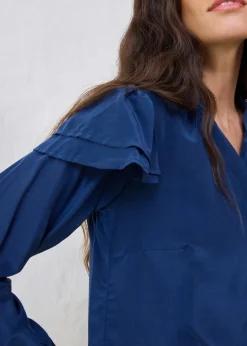 bonprix Bekleidung·Jacken & Mäntel|Blusen & Tuniken|Bluse mit Seidenanteil dunkelblau
