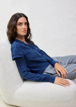 bonprix Bekleidung·Jacken & Mäntel|Blusen & Tuniken|Bluse mit Seidenanteil dunkelblau