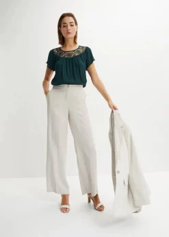 bonprix Bekleidung·Jacken & Mäntel|Blusen & Tuniken|Bluse mit Spitze tiefgrün