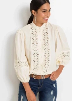 Bluse mit Spitze aus softem Viskose-Mix|bonprix Sale