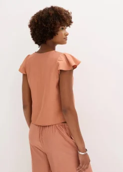 Bluse mit Volantärmeln in Glanzoptik|bonprix Clearance