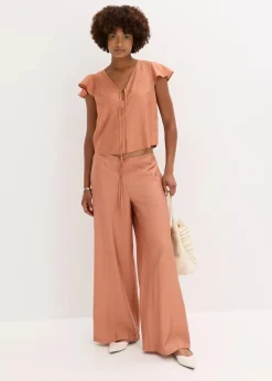 Bluse mit Volantärmeln in Glanzoptik|bonprix Clearance