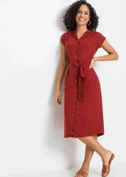 bonprix Bekleidung·Pullover & Strickjacken|Kleider|Blusenkleid rostrot