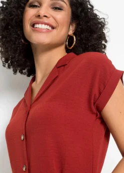 bonprix Bekleidung·Pullover & Strickjacken|Kleider|Blusenkleid rostrot