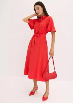 bonprix Bekleidung·Pullover & Strickjacken|Kleider|Blusenkleid erdbeere