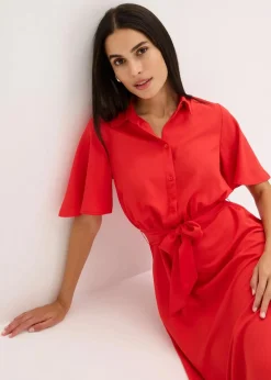 bonprix Bekleidung·Pullover & Strickjacken|Kleider|Blusenkleid erdbeere