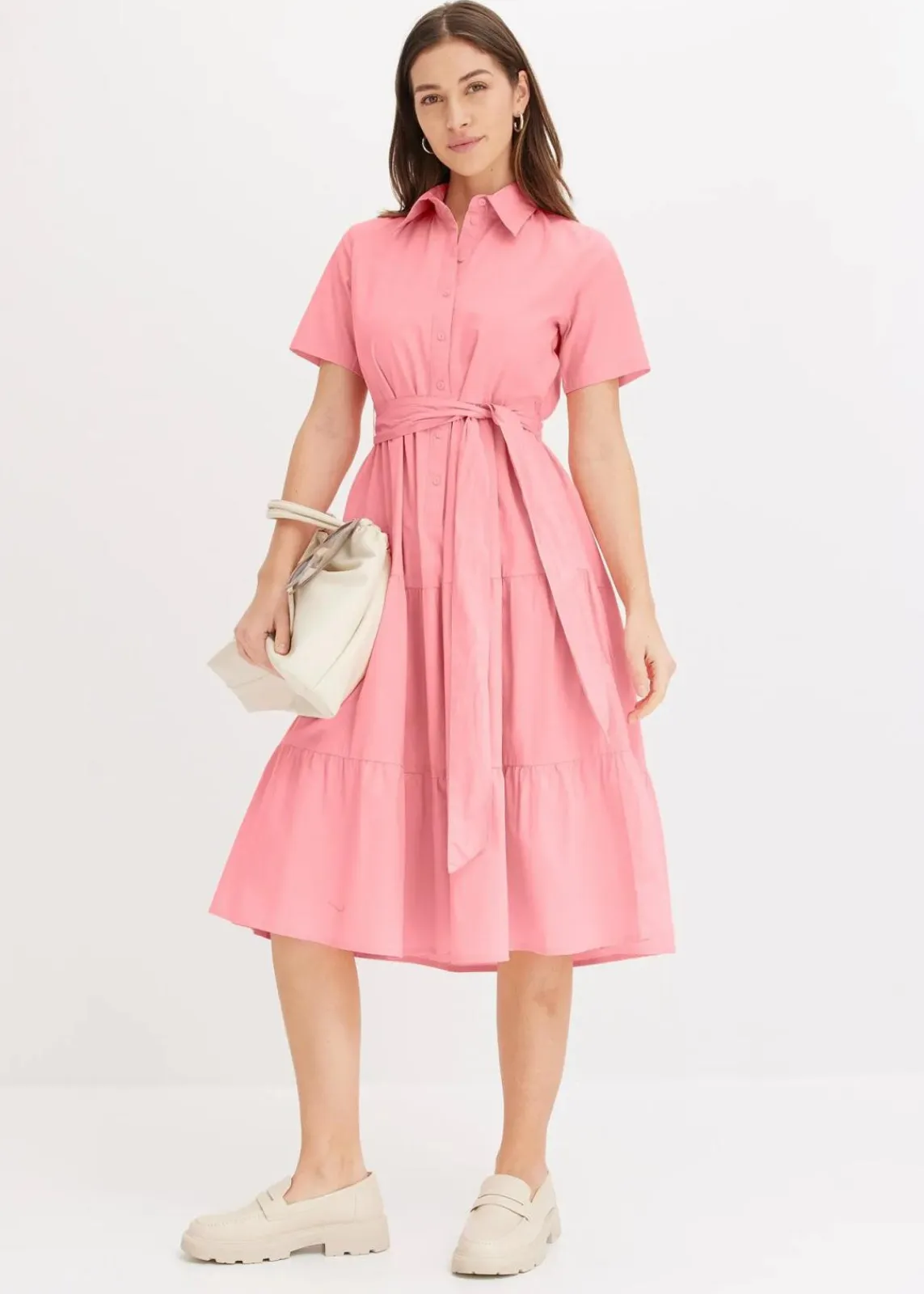 Blusenkleid aus elastischem Baumwoll-Mix|bonprix Clearance