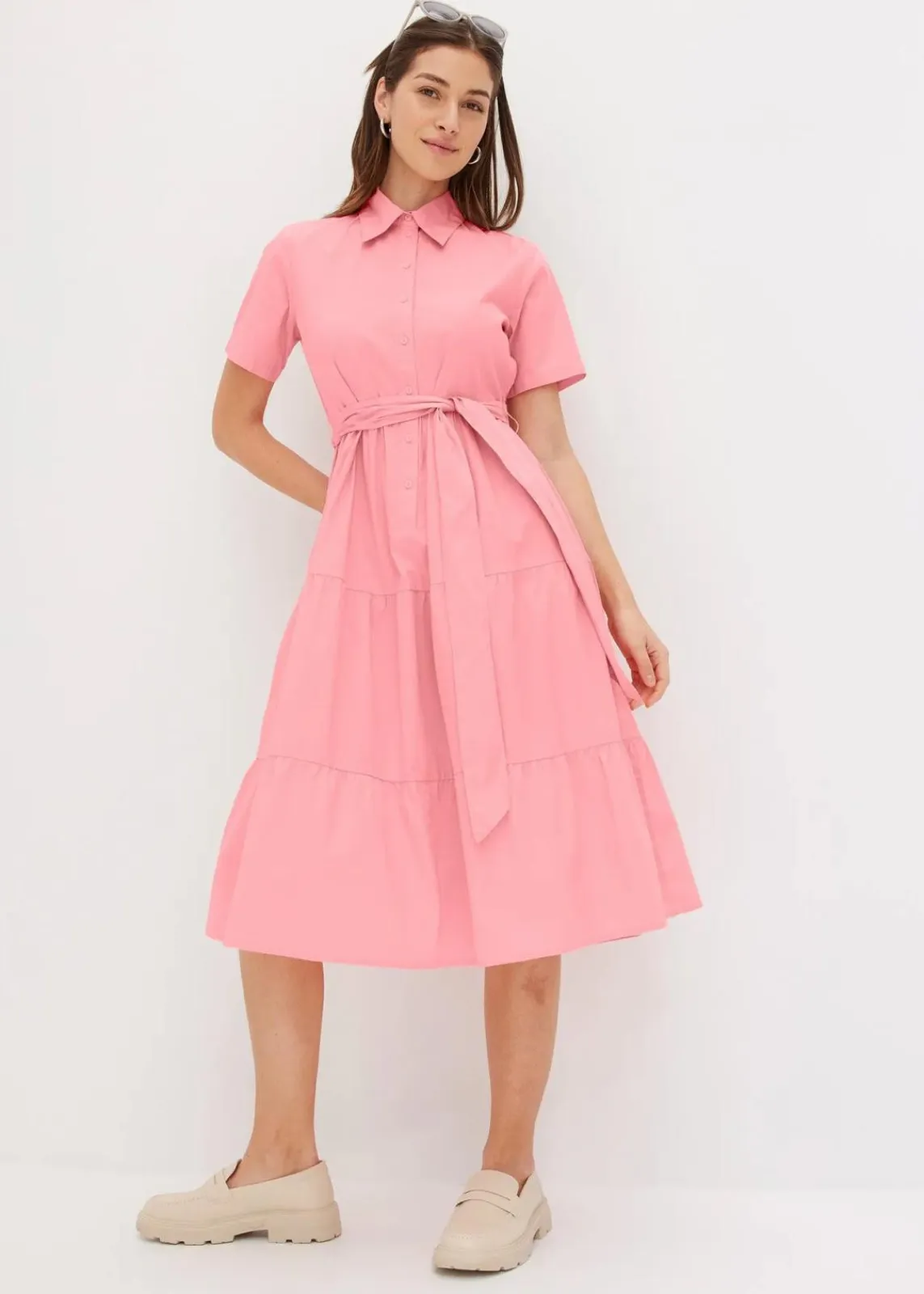 Blusenkleid aus elastischem Baumwoll-Mix|bonprix Clearance