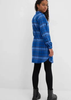 bonprix Mädchen 9-16 Jahre·Kleider & Jumpsuits|Blusenkleid aus Flanell dunkelblau kariert