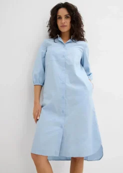 bonprix Nachhaltigere Materialien|Kleider|Blusenkleid aus leichter Baumwolle hellblau