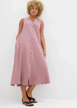 bonprix Kleider|Blusenkleid aus Musselin matt violett