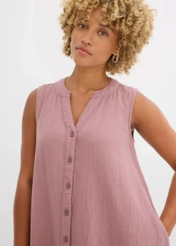 bonprix Kleider|Blusenkleid aus Musselin matt violett