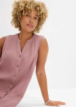 bonprix Kleider|Blusenkleid aus Musselin matt violett