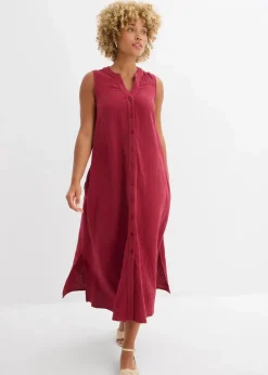 bonprix Kleider|Blusenkleid aus Musselin pflaumenrot