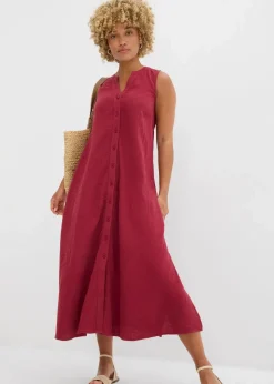 bonprix Kleider|Blusenkleid aus Musselin pflaumenrot