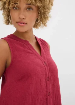 bonprix Kleider|Blusenkleid aus Musselin pflaumenrot
