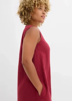 bonprix Kleider|Blusenkleid aus Musselin pflaumenrot