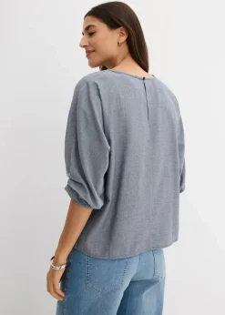bonprix Blusen & Tuniken|Bekleidung·Jacken & Mäntel|Blusenshirt aus reiner Baumwolle dunkelblau