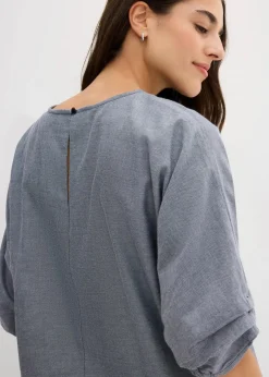 bonprix Blusen & Tuniken|Bekleidung·Jacken & Mäntel|Blusenshirt aus reiner Baumwolle dunkelblau