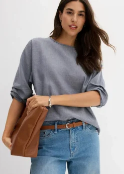 bonprix Blusen & Tuniken|Bekleidung·Jacken & Mäntel|Blusenshirt aus reiner Baumwolle dunkelblau