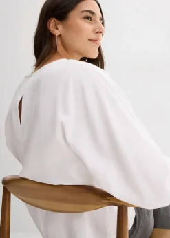 bonprix Bekleidung·Jacken & Mäntel|Blusen & Tuniken|Blusenshirt aus reiner Baumwolle weiß