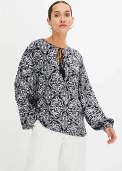 Blusenshirt aus strukturierter Viskose|bonprix Outlet