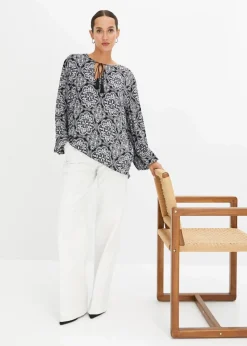 Blusenshirt aus strukturierter Viskose|bonprix Outlet