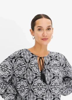 Blusenshirt aus strukturierter Viskose|bonprix Outlet