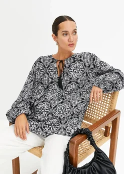 Blusenshirt aus strukturierter Viskose|bonprix Outlet