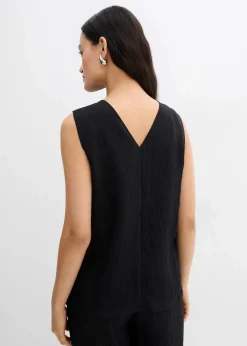 bonprix Bekleidung·Jacken & Mäntel|Zweiteiler & Sets|Blusentop aus Crinkle-Viskose-Mix schwarz