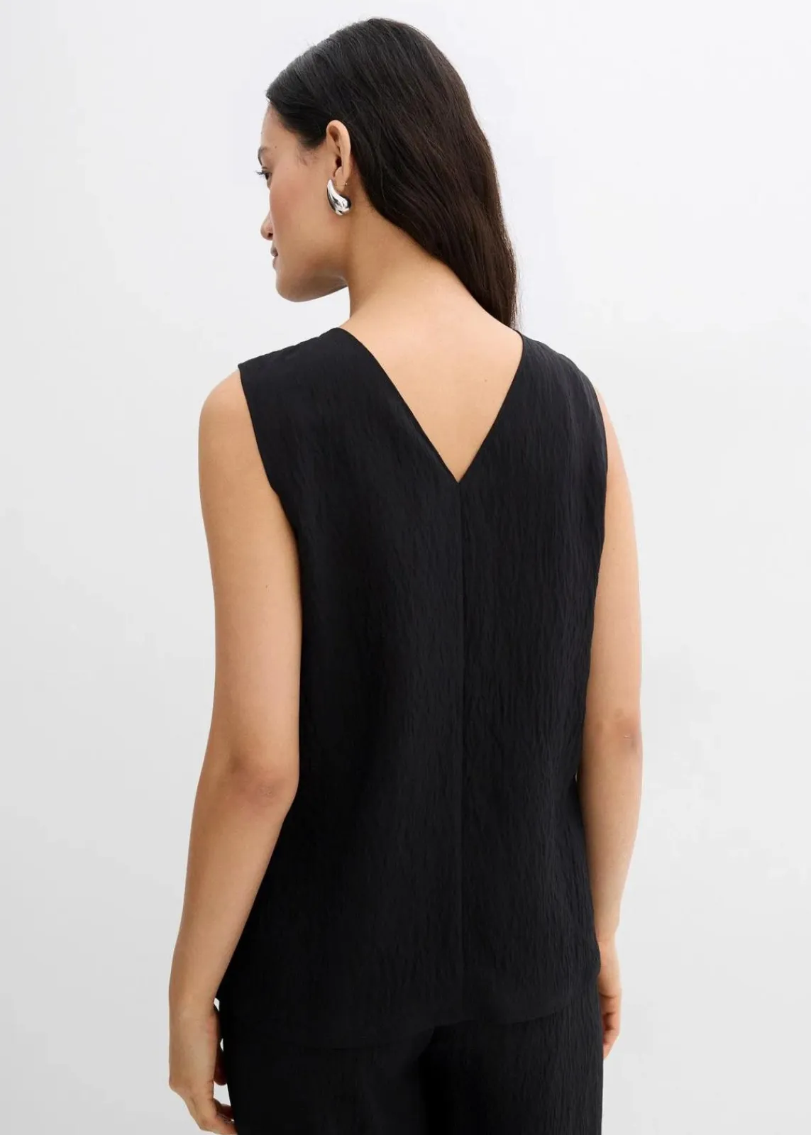 bonprix Bekleidung·Jacken & Mäntel|Zweiteiler & Sets|Blusentop aus Crinkle-Viskose-Mix schwarz