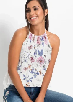 bonprix Shirts & Tops|Nachhaltigere Materialien|Blusentop aus fließender Viskose wollweiß geblümt