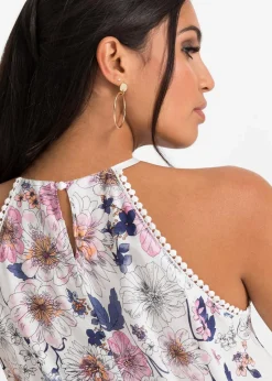 bonprix Shirts & Tops|Nachhaltigere Materialien|Blusentop aus fließender Viskose wollweiß geblümt