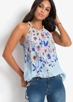 bonprix Bekleidung·Jacken & Mäntel|Blusen & Tuniken|Blusentop aus fließender Viskose hellblau geblümt