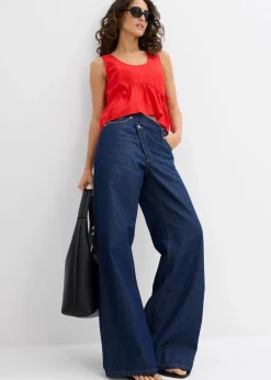 Blusentop aus luftigem Leinen-Mix|bonprix New